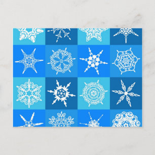 Blauwe sneeuwvlokken briefkaart