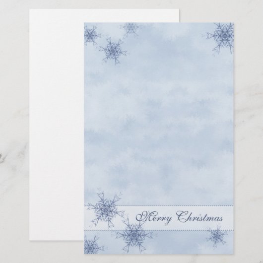 Blauwe sneeuwvlokken briefpapier (Voorkant / Achterkant)