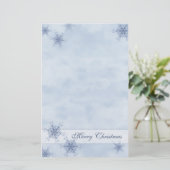 Blauwe sneeuwvlokken briefpapier (Staand voorkant)