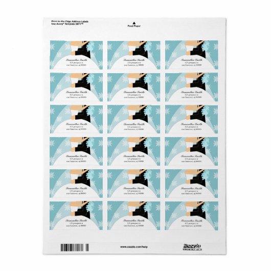 Blauwe sneeuwvlokken bruid en bruidegom etiket (Full Sheet)