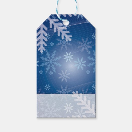 Blauwe sneeuwvlokken cadeaulabel (Voorkant)