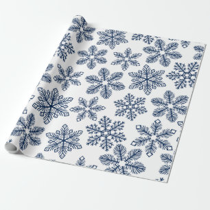 Blauwe sneeuwvlokken cadeaupapier