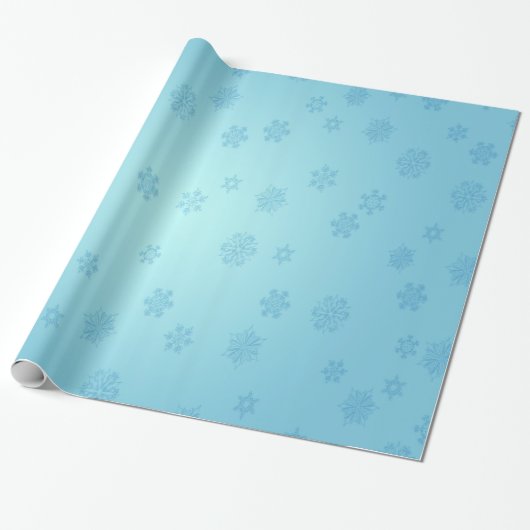 Blauwe sneeuwvlokken cadeaupapier (Uitgerold)