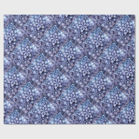 Blauwe sneeuwvlokken cadeaupapier (Vlak)
