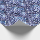 Blauwe sneeuwvlokken cadeaupapier (Hoek)