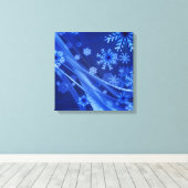 Blauwe sneeuwvlokken canvas afdruk (Insitu (Houten vloer))