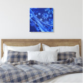 Blauwe sneeuwvlokken canvas afdruk (Insitu (Slaapkamer))