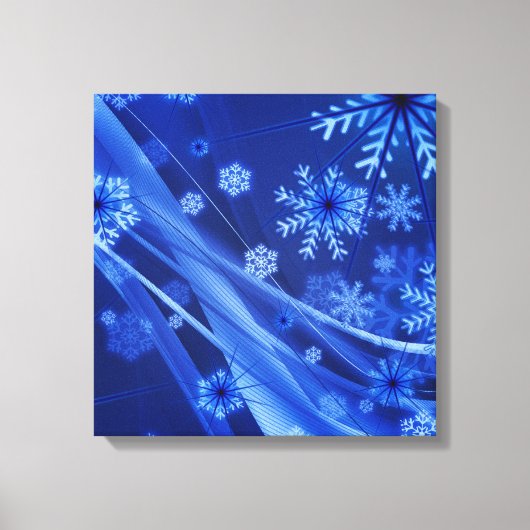 Blauwe sneeuwvlokken canvas afdruk (Voorkant)