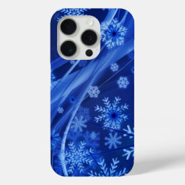 Blauwe sneeuwvlokken iPhone 15 pro case