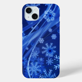 Blauwe sneeuwvlokken iPhone 15 mini hoesje