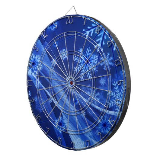Blauwe sneeuwvlokken dartbord (Voorkant Rechts)