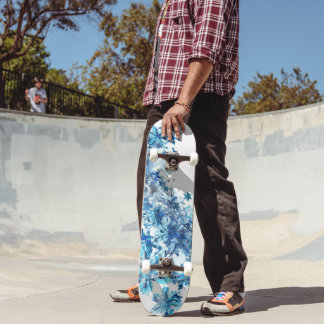 Blauwe sneeuwvlokken digitale kunst persoonlijk skateboard