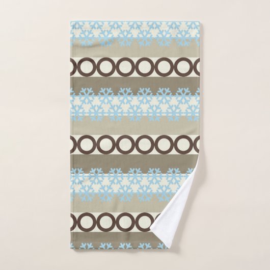 Blauwe sneeuwvlokken en bruine cirkels Winterpatro Bad Handdoek (Handdoek)