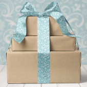 Blauwe sneeuwvlokken en kerstswirls satijnen lint