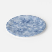 Blauwe sneeuwvlokken en spinken papieren bordje (Gekanteld)