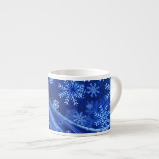 Blauwe sneeuwvlokken espresso kop (Voorkant rechts)
