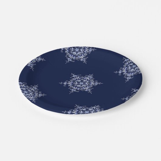 Blauwe sneeuwvlokken, gevarieerd Middelgroot Papie Papieren Bordje (Gekanteld)
