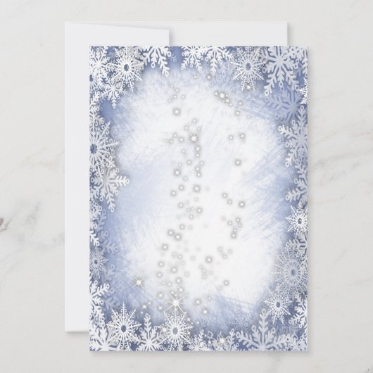 Blauwe Sneeuwvlokken, Glas, Zakelijk Kerstfeest Kaart (Achterkant)