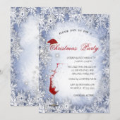 Blauwe Sneeuwvlokken, Glas, Zakelijk Kerstfeest Kaart (Voorkant / Achterkant)