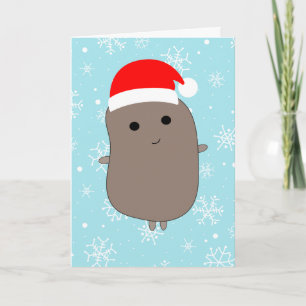 Blauwe Sneeuwvlokken Grappige Aardappel Kerst Kaart
