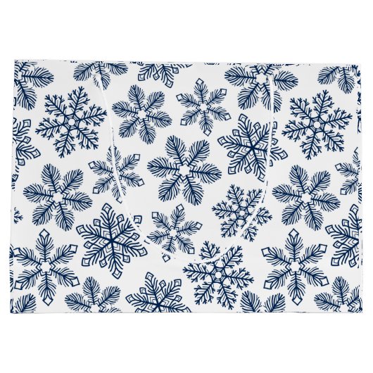 Blauwe sneeuwvlokken groot cadeauzakje (Achterkant)