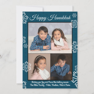 Blauwe Sneeuwvlokken - Hanukkah Foto Plat Feestdagenkaart