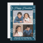 Blauwe sneeuwvlokken - Hanukkah-fotoflat Feestdagenkaart<br><div class="desc">Blauwe sneeuwvlokken - Hanukkah-fotoflat</div>