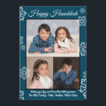 Blauwe sneeuwvlokken - Hanukkah-fotoflat Feestdagenkaart<br><div class="desc">Blauwe sneeuwvlokken - Hanukkah-fotoflat</div>