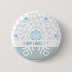 Blauwe sneeuwvlokken hedendaags ronde button 5,7 cm