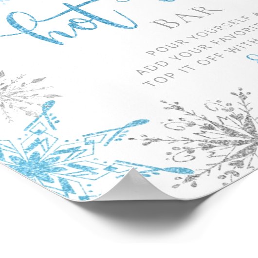 Blauwe sneeuwvlokken Hete cacaobalk Poster (Hoek)