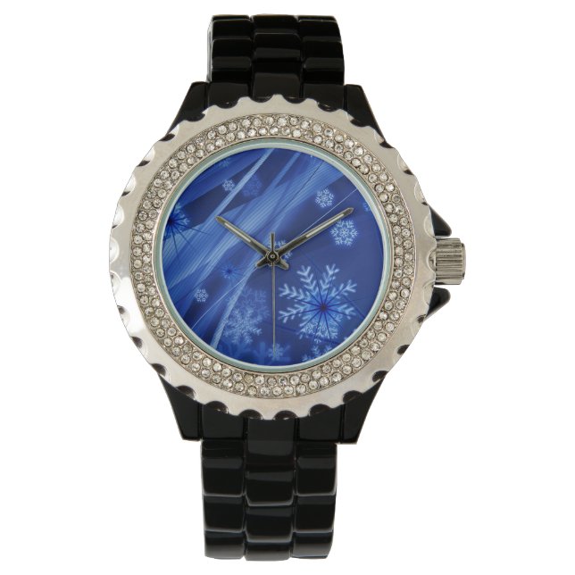 Blauwe sneeuwvlokken horloge (Voorkant)