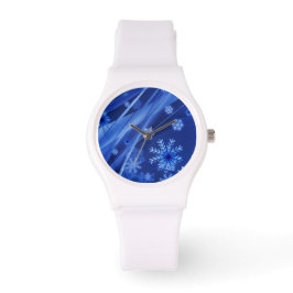 Blauwe sneeuwvlokken horloge