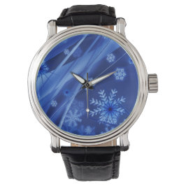 Blauwe sneeuwvlokken horloge