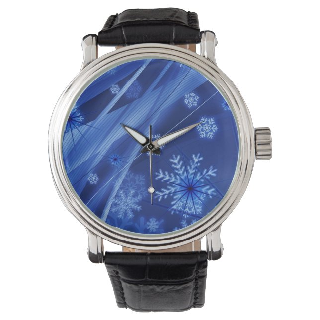 Blauwe sneeuwvlokken horloge (Voorkant)