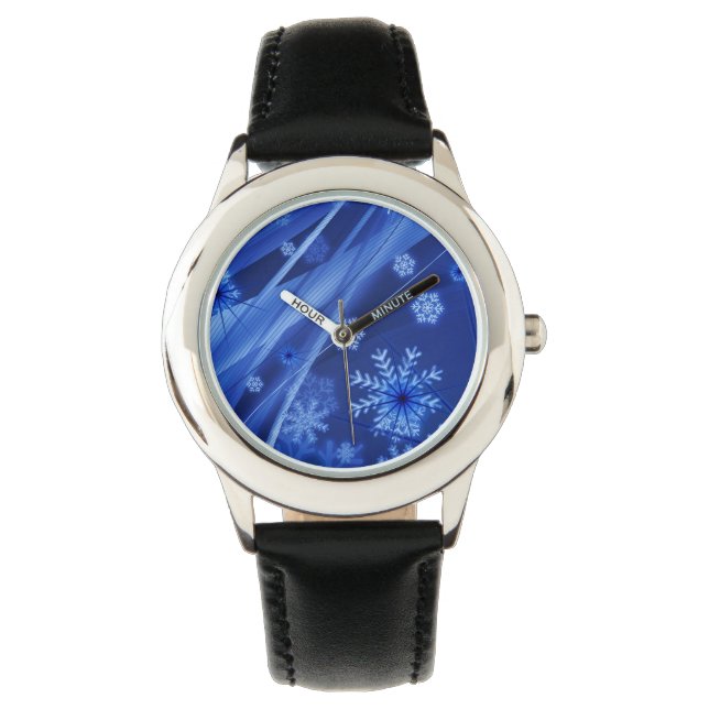 Blauwe sneeuwvlokken horloge (Voorkant)