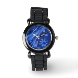Blauwe sneeuwvlokken horloge