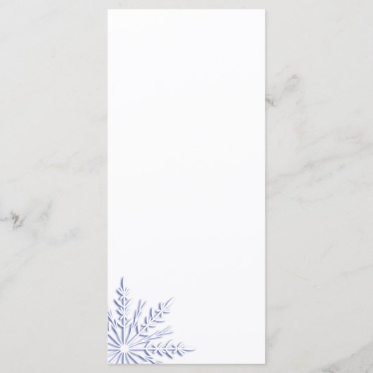 Blauwe sneeuwvlokken in het menu White Winter Wedd (Achterkant)