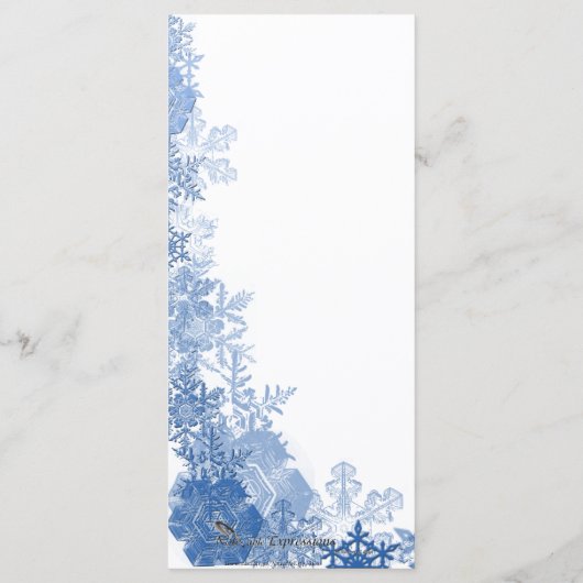 Blauwe sneeuwvlokken in het menu Witte bruiloft (Achterkant)