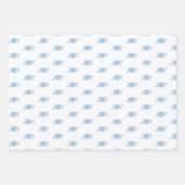 Blauwe sneeuwvlokken, jaloezie en kerstballen inpakpapier vel (Voorkant 2)