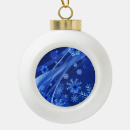 Blauwe sneeuwvlokken keramische bal ornament