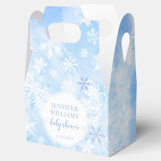 Blauwe sneeuwvlokken Kerst baby shower gunstboxen Bedankdoosjes (Geopend)