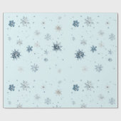 Blauwe Sneeuwvlokken Kerstmis Cadeaupapier (Vlak)