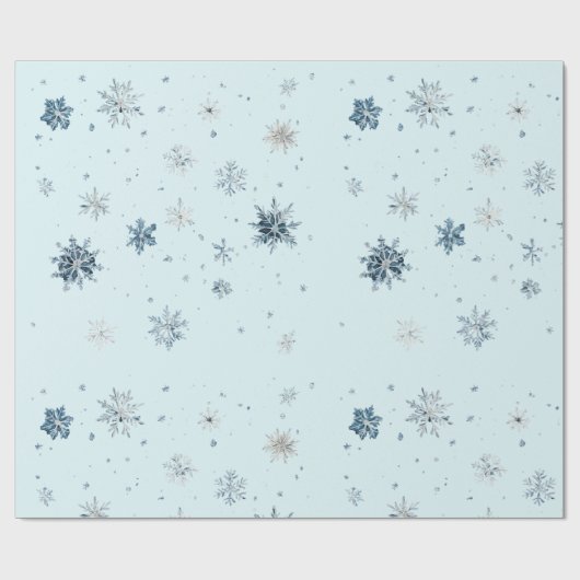 Blauwe Sneeuwvlokken Kerstmis Cadeaupapier (Vlak)