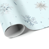 Blauwe Sneeuwvlokken Kerstmis Cadeaupapier (Rol Hoek)