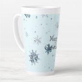 Blauwe Sneeuwvlokken Kerstmis Latte Mok (Linkerhoek)