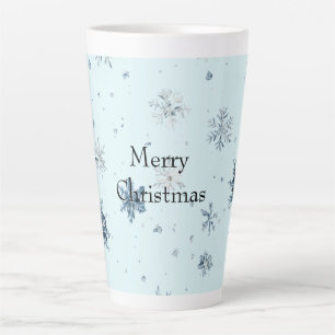 Blauwe Sneeuwvlokken Kerstmis Latte Mok