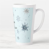 Blauwe Sneeuwvlokken Kerstmis Latte Mok (Rechts)