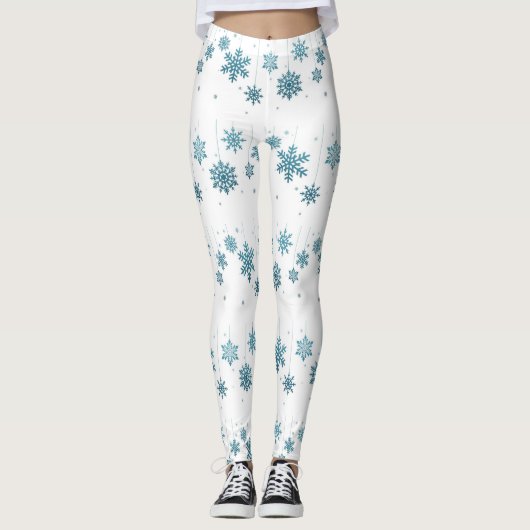 **BLAUWE SNEEUWVLOKKEN** KERSTMIS LEGGINGS (Voorkant)