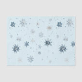 Blauwe Sneeuwvlokken Kerstmis Tissuepapier (Voorkant)