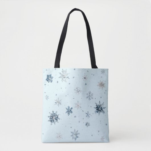Blauwe Sneeuwvlokken Kerstmis Tote Bag (Voorkant)